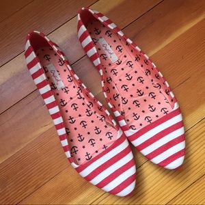 Modcloth Like It or Nautical Flat in Red Size 9